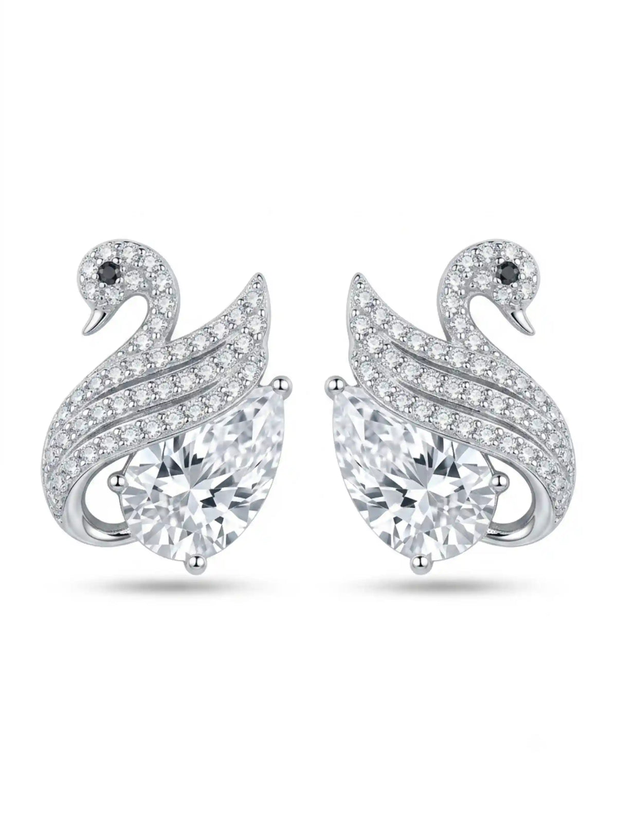 Swan And Pear-Stone Stud Earrings