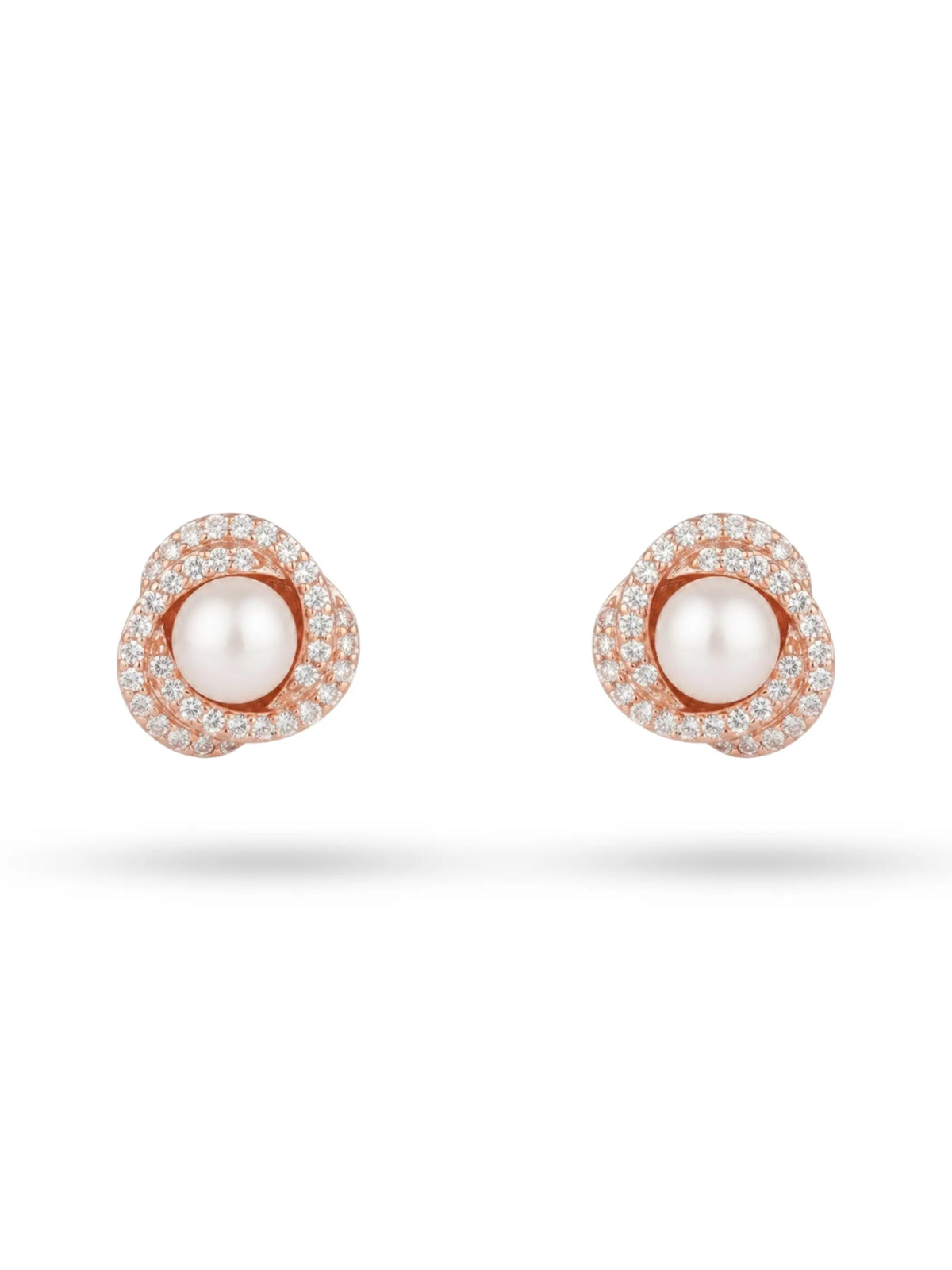 Rose-Tone Orb Halo Stud Earrings