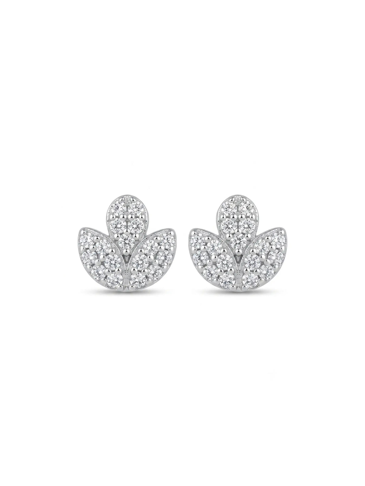 Three-Leaf Pavé Stud Earrings