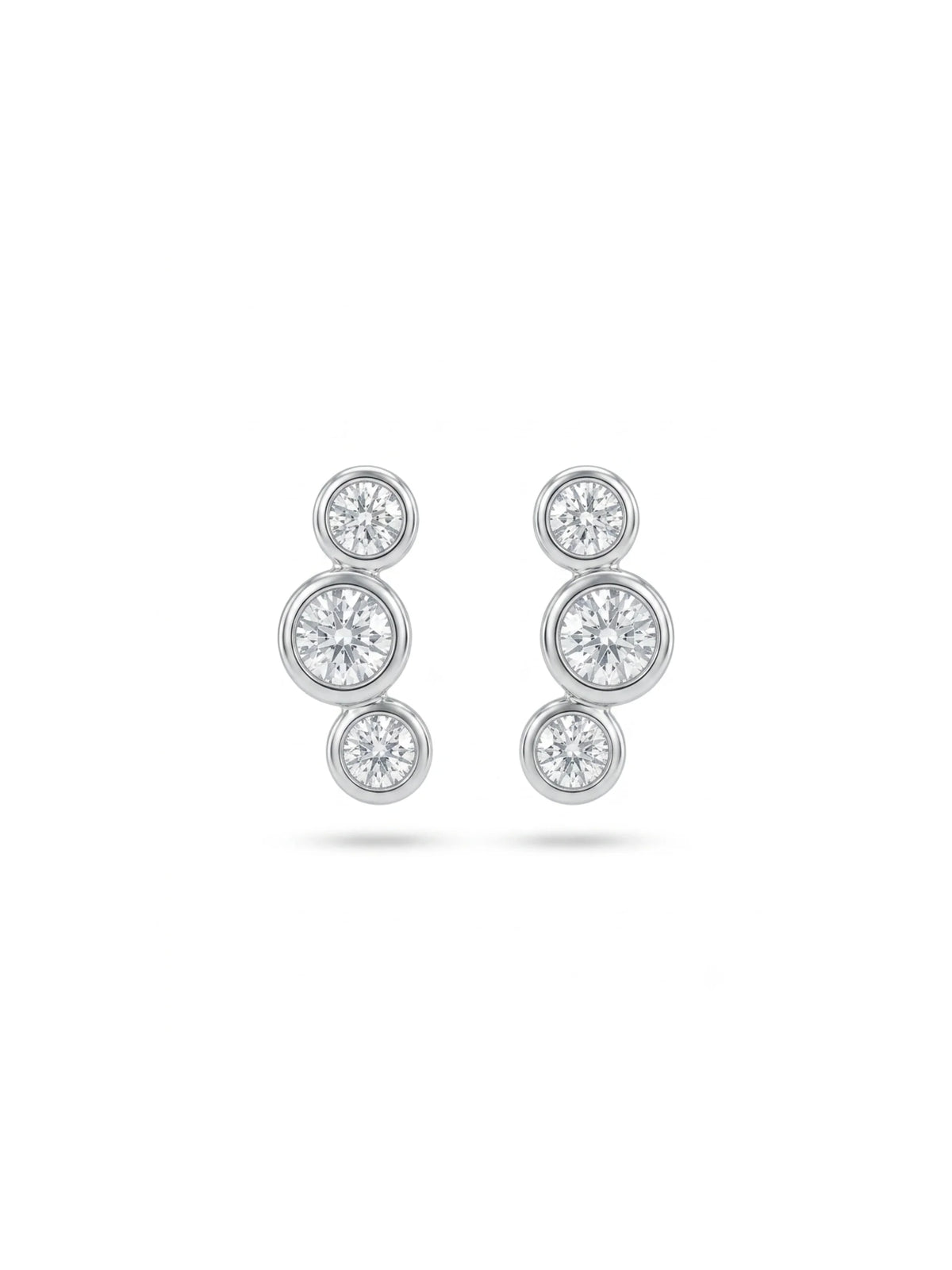 Graduated Triple Stone Stud Earrings