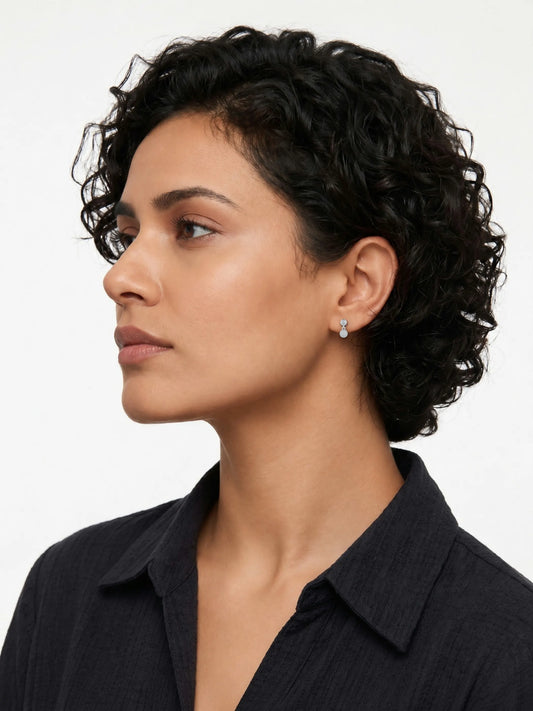 Clear-Stone Orb Drop Stud Earrings