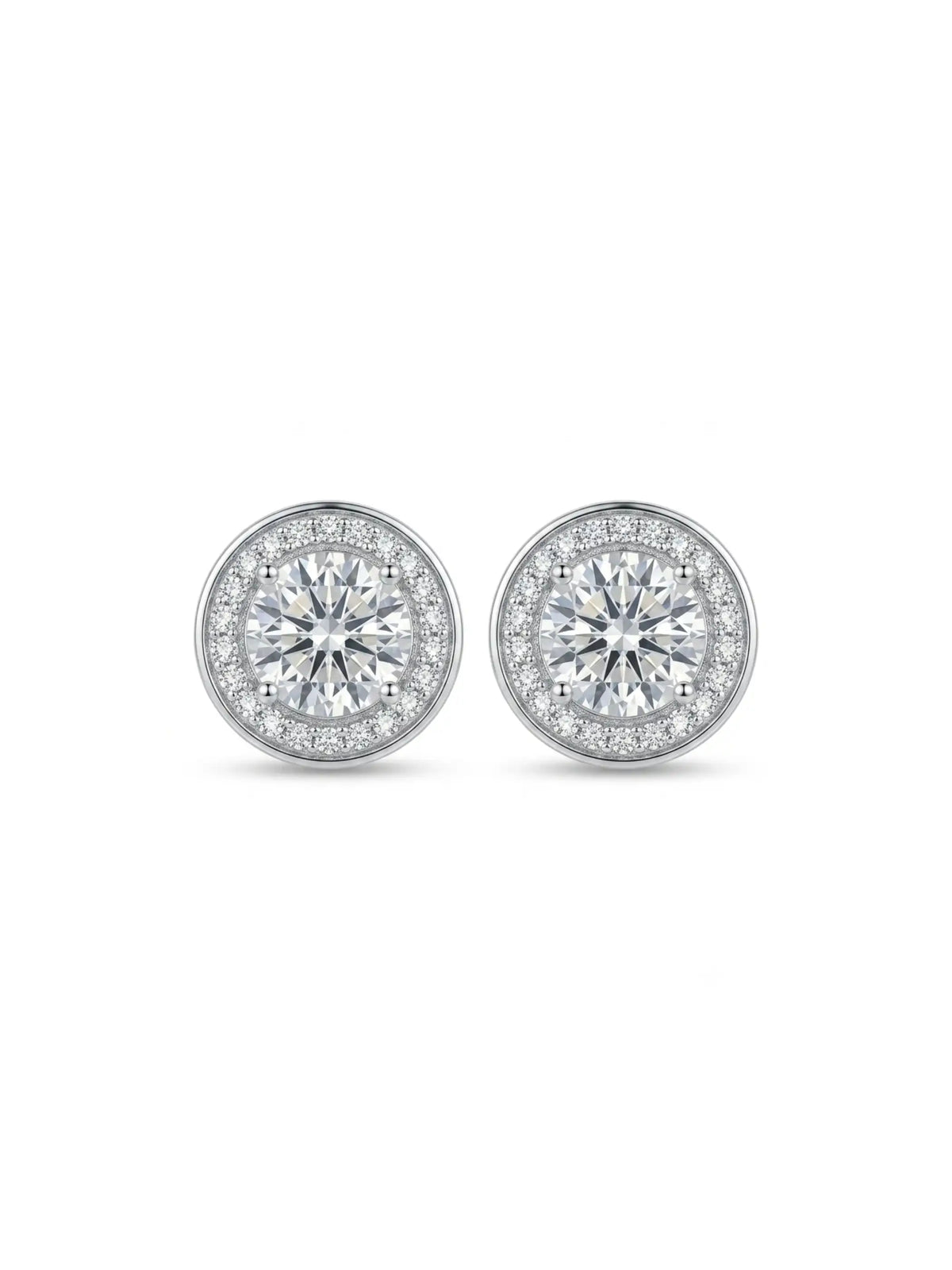 Double Halo Solitaire Stud Earrings
