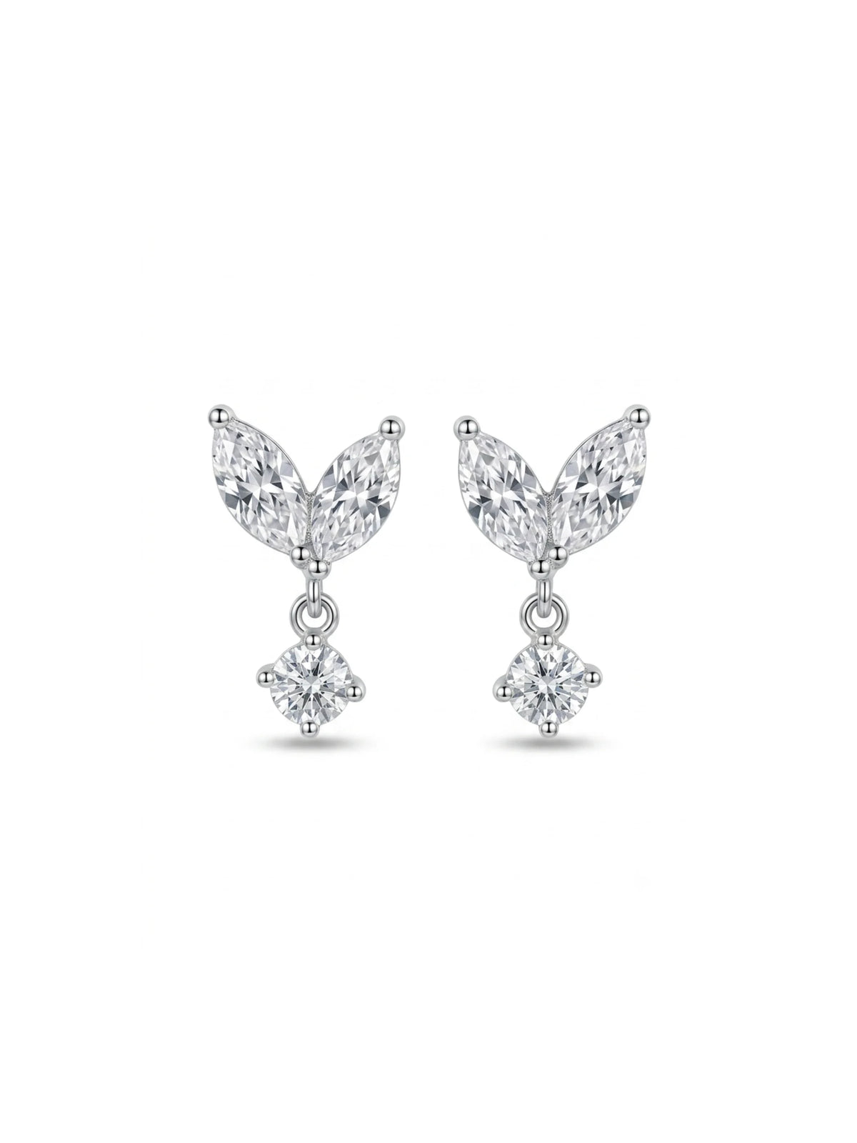 Twin Leaf Drop Stud Earrings