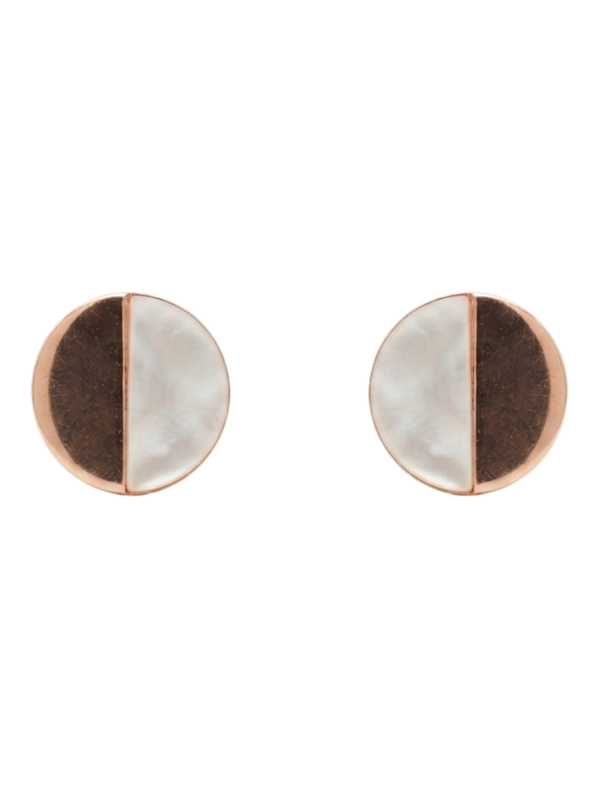 Rose-Gold Plated Half-Inlay Stud Earrings
