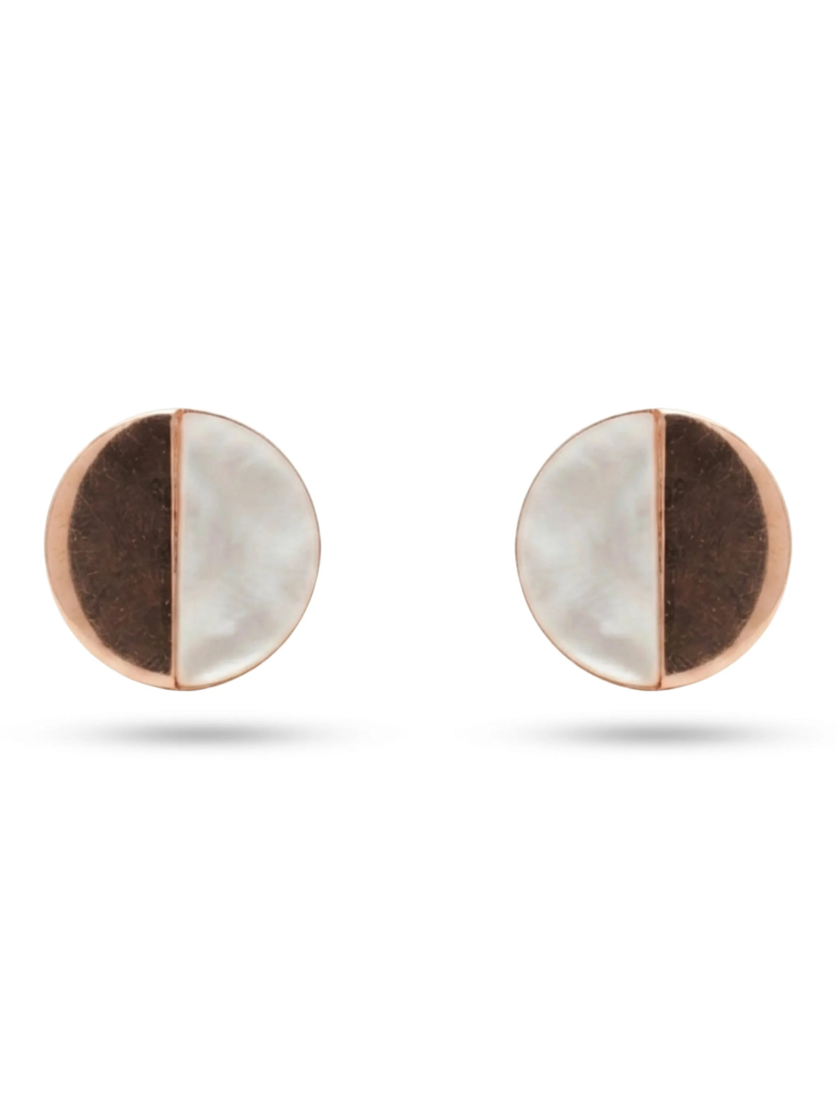 Rose-Gold Plated Half-Inlay Stud Earrings