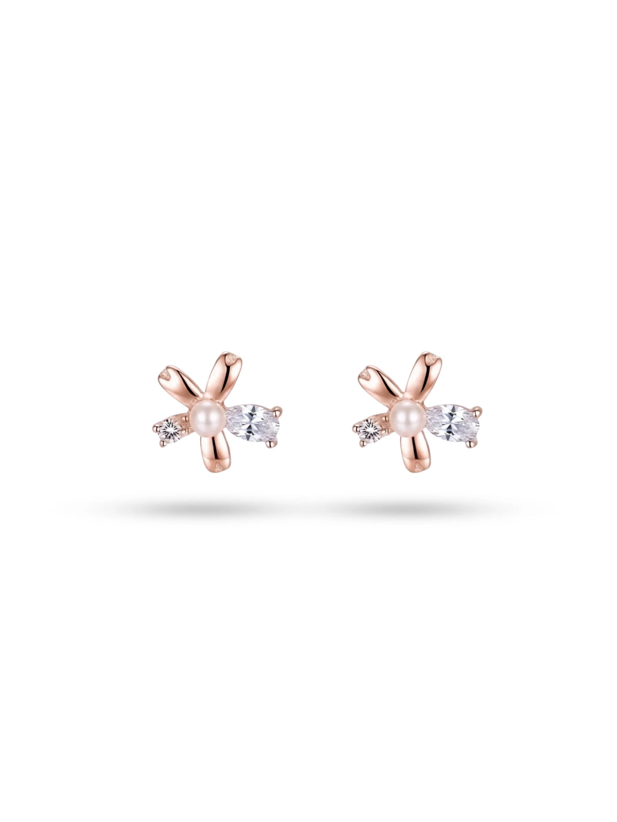 Rose-Gold Plated Petal Cluster Stud Earrings
