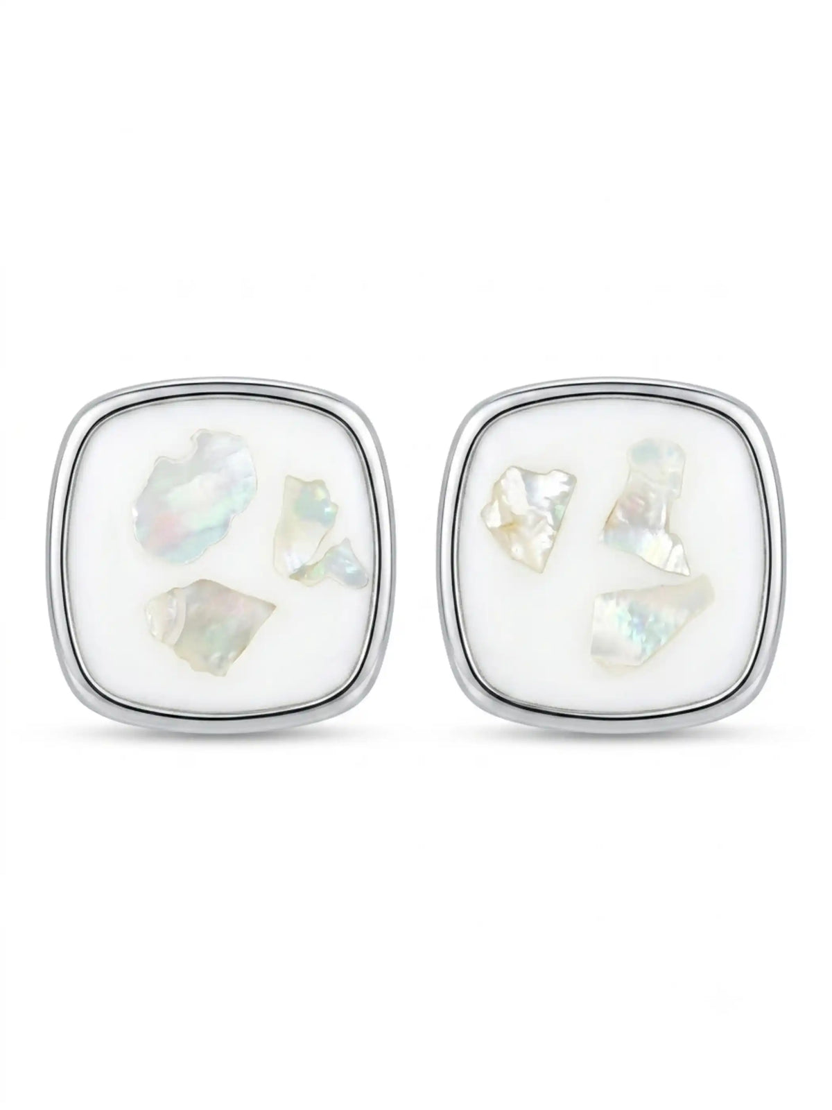 Iridescent Chip Inlay Stud Earrings