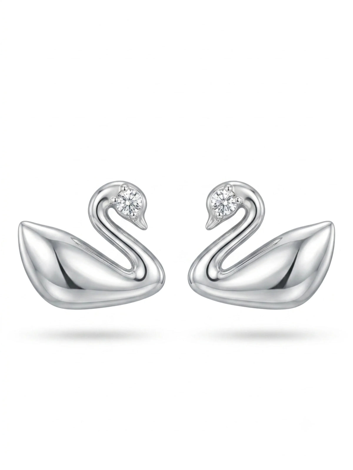 Polished Swan Accent Stud Earrings