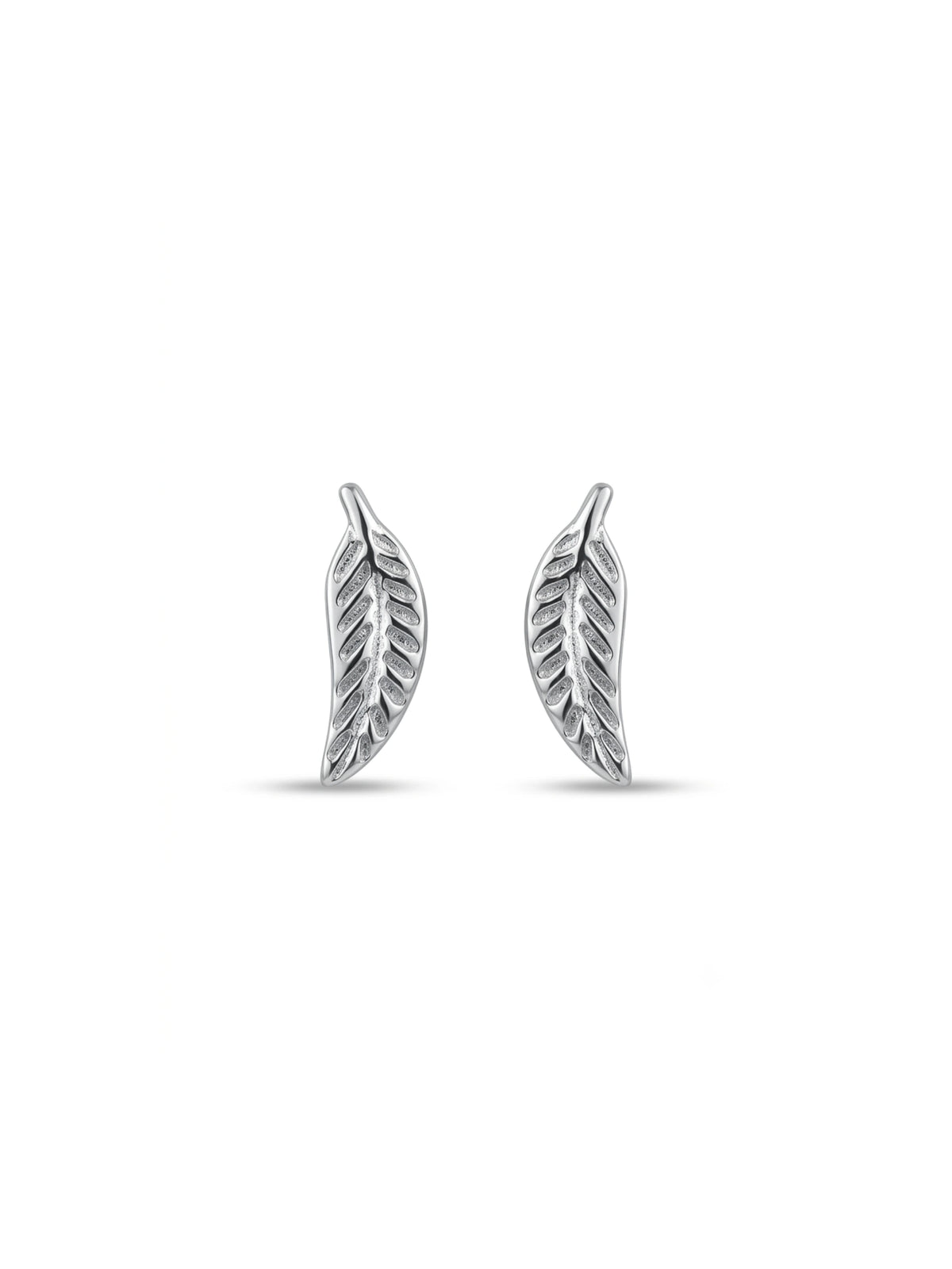 Etched Botanical Leaf Stud Earrings