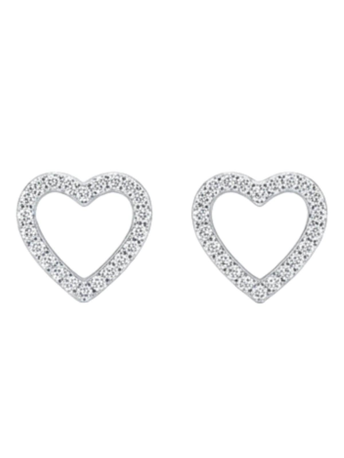 Stone Set Open Heart Stud Earrings