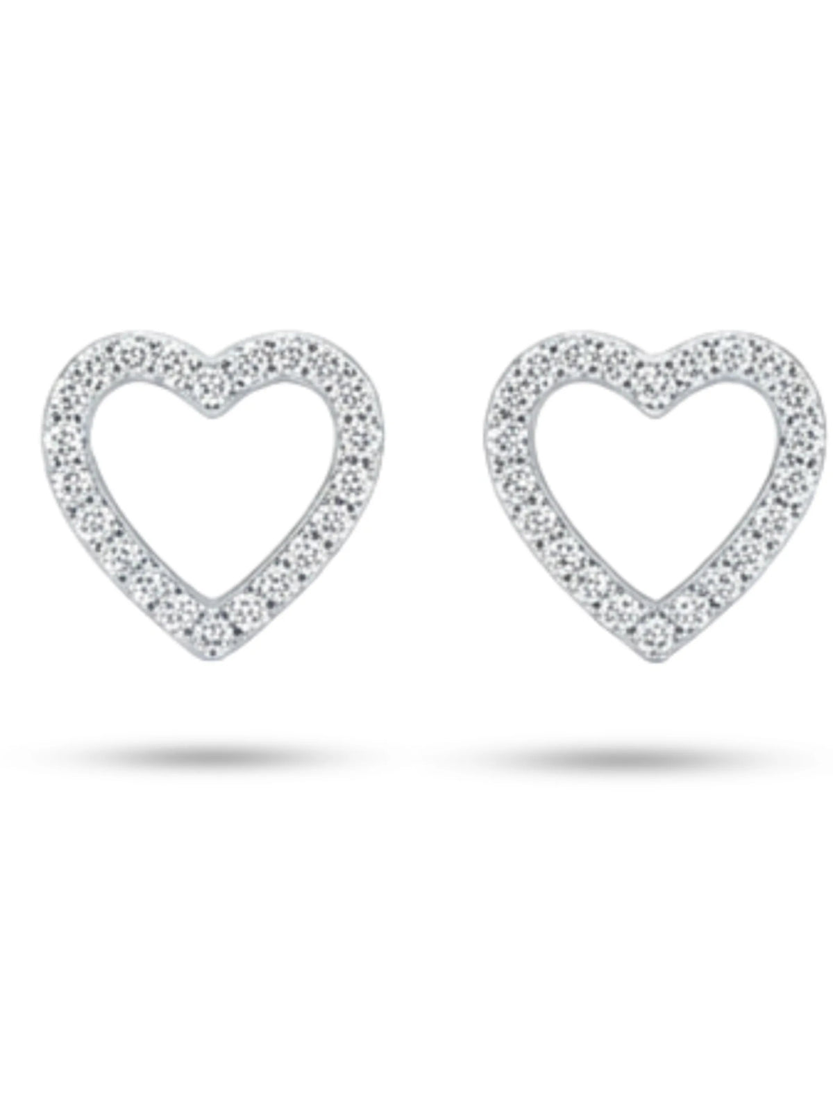 Stone Set Open Heart Stud Earrings