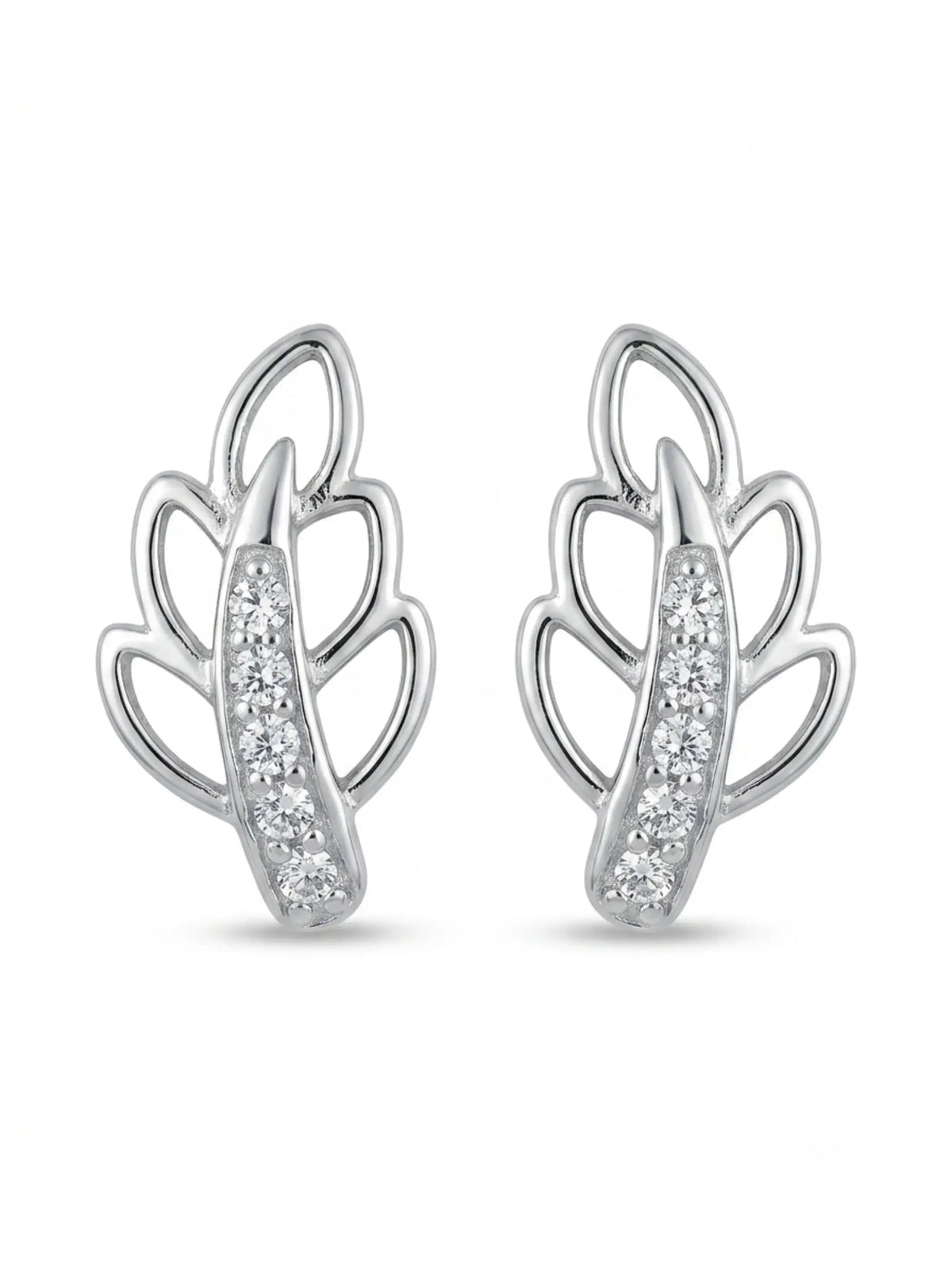 Openwork Leaf Trail Stud Earrings