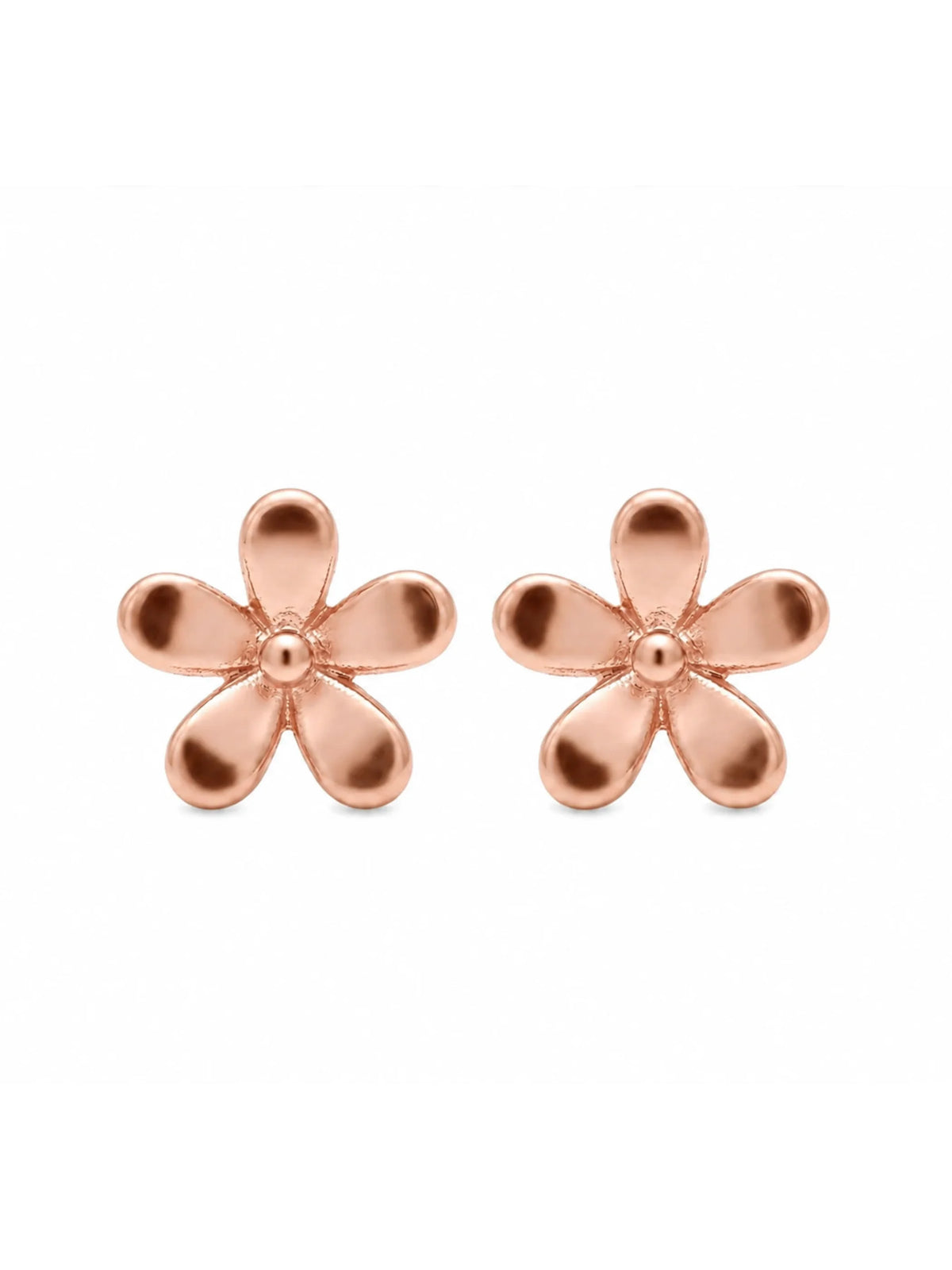 Rose-Gold Plated Five-Petal Stud Earrings