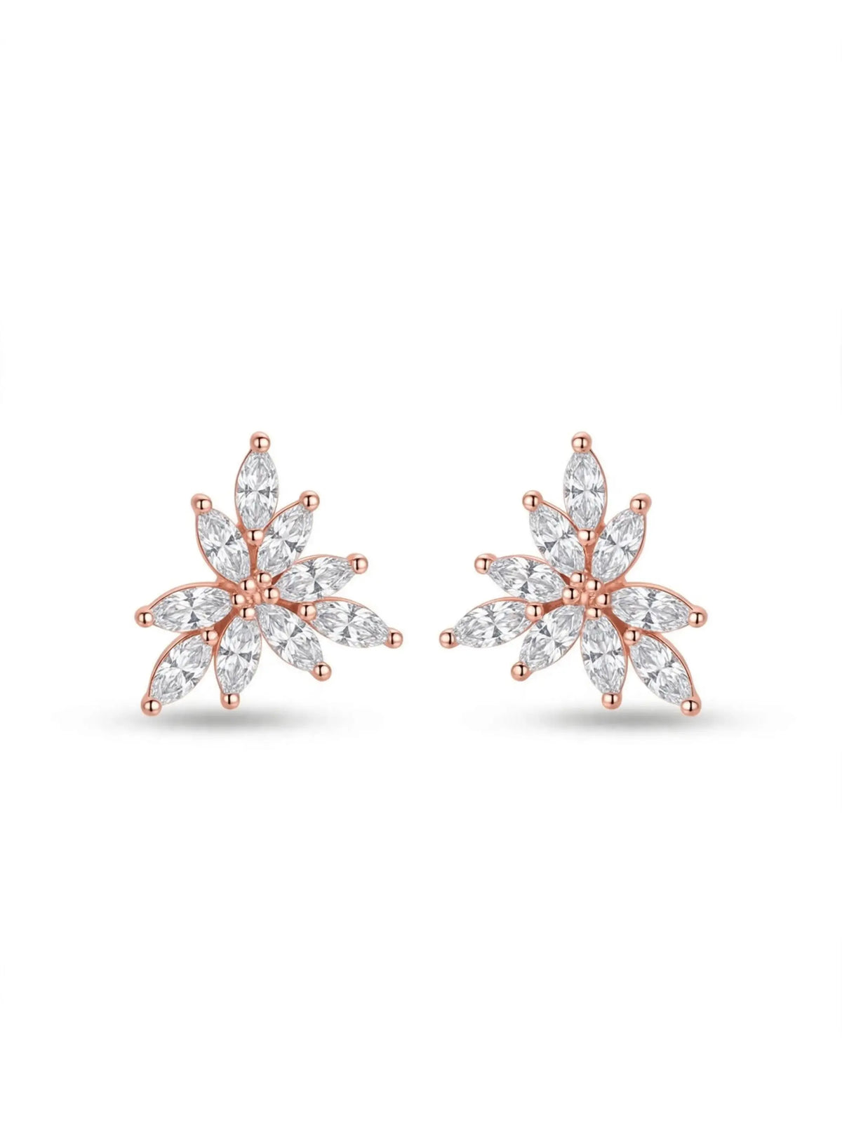 Rose-Gold Plated Layered Leaf Stud Earrings