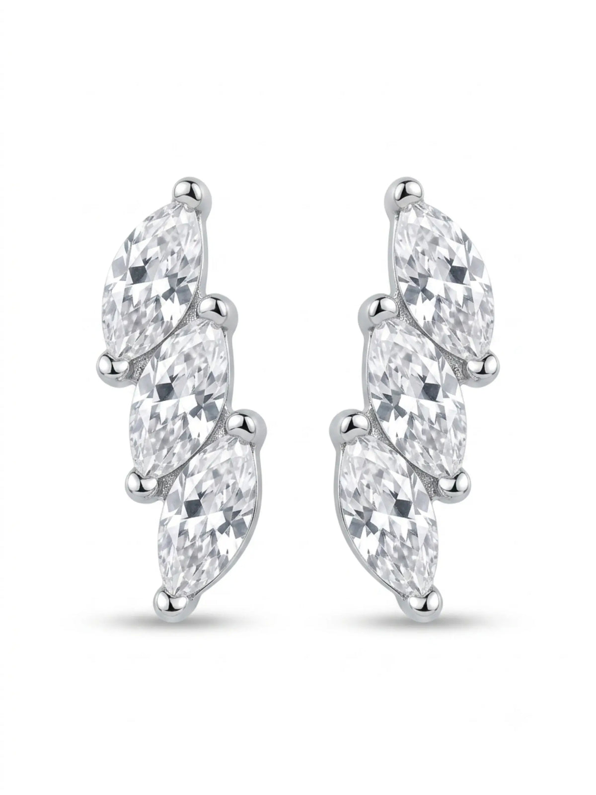Triple Marquise Curve Stud Earrings