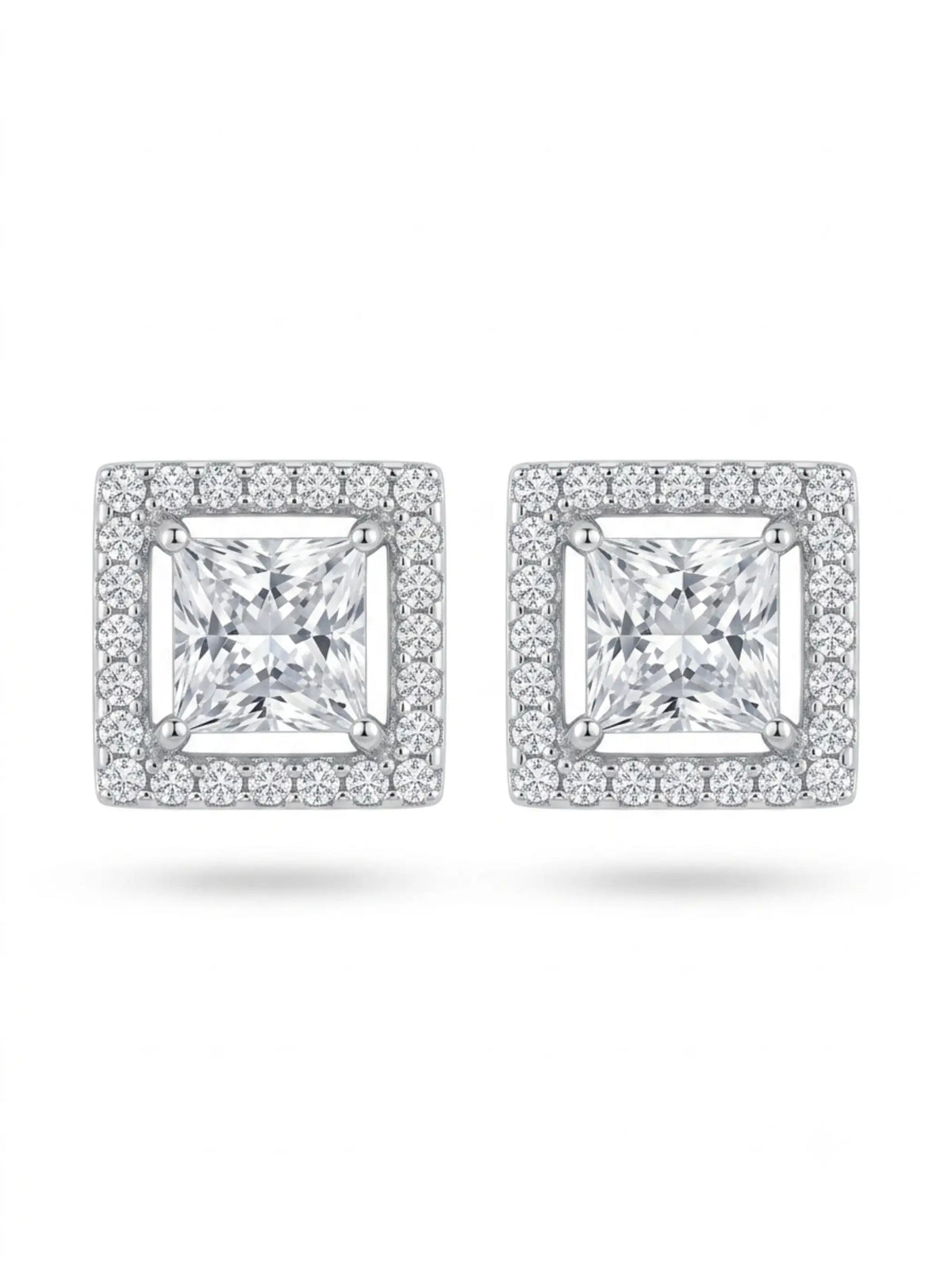 Square Frame Halo Stud Earrings