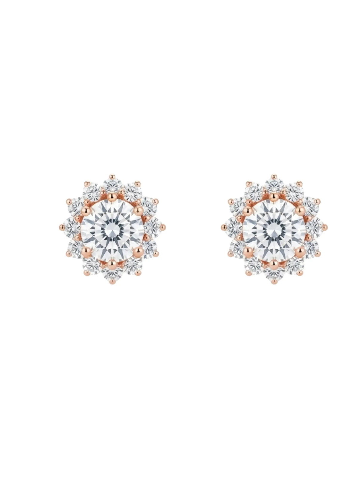 Rose-Gold Plated Scalloped Halo Stud Earrings
