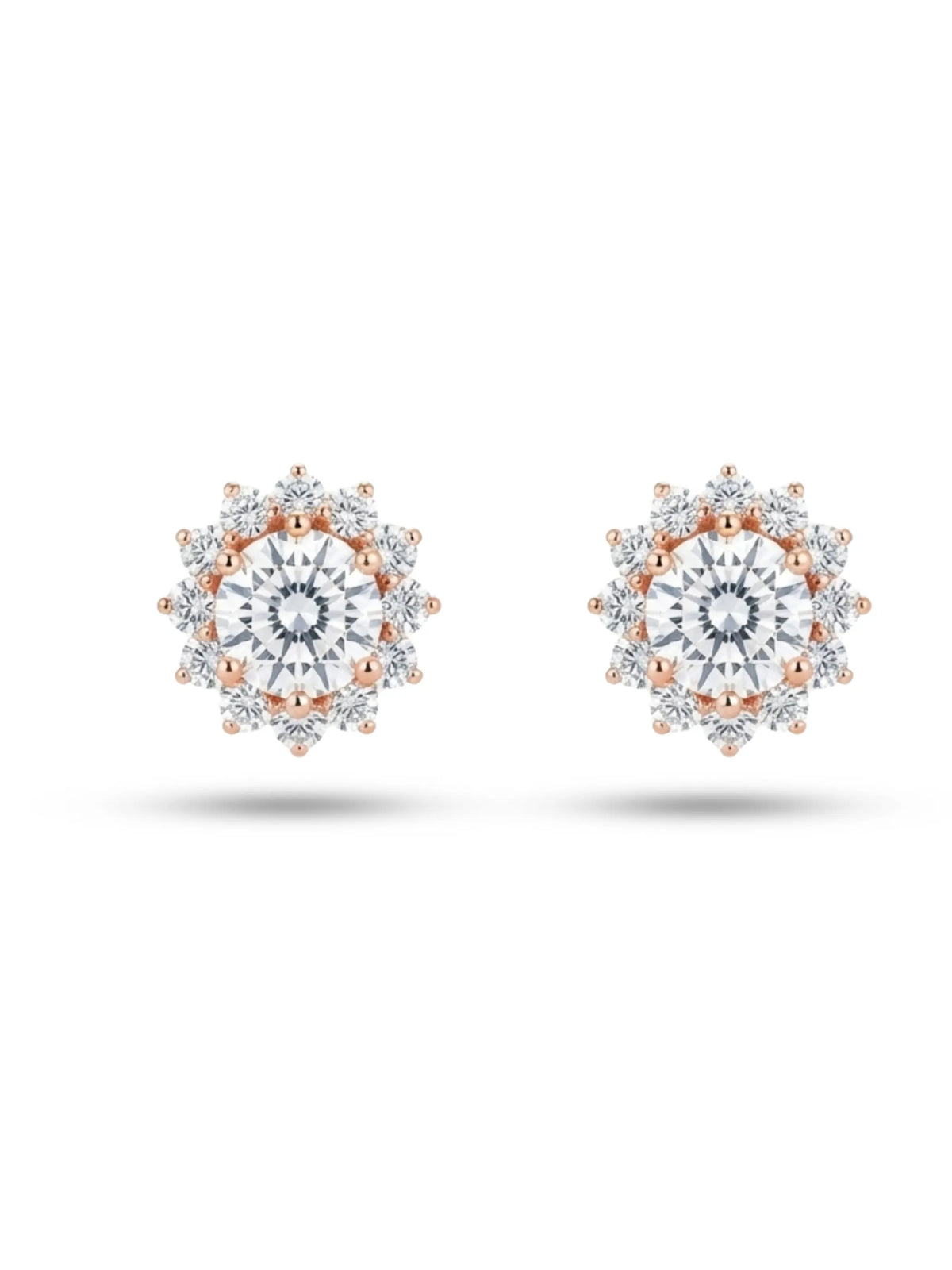 Rose-Gold Plated Scalloped Halo Stud Earrings
