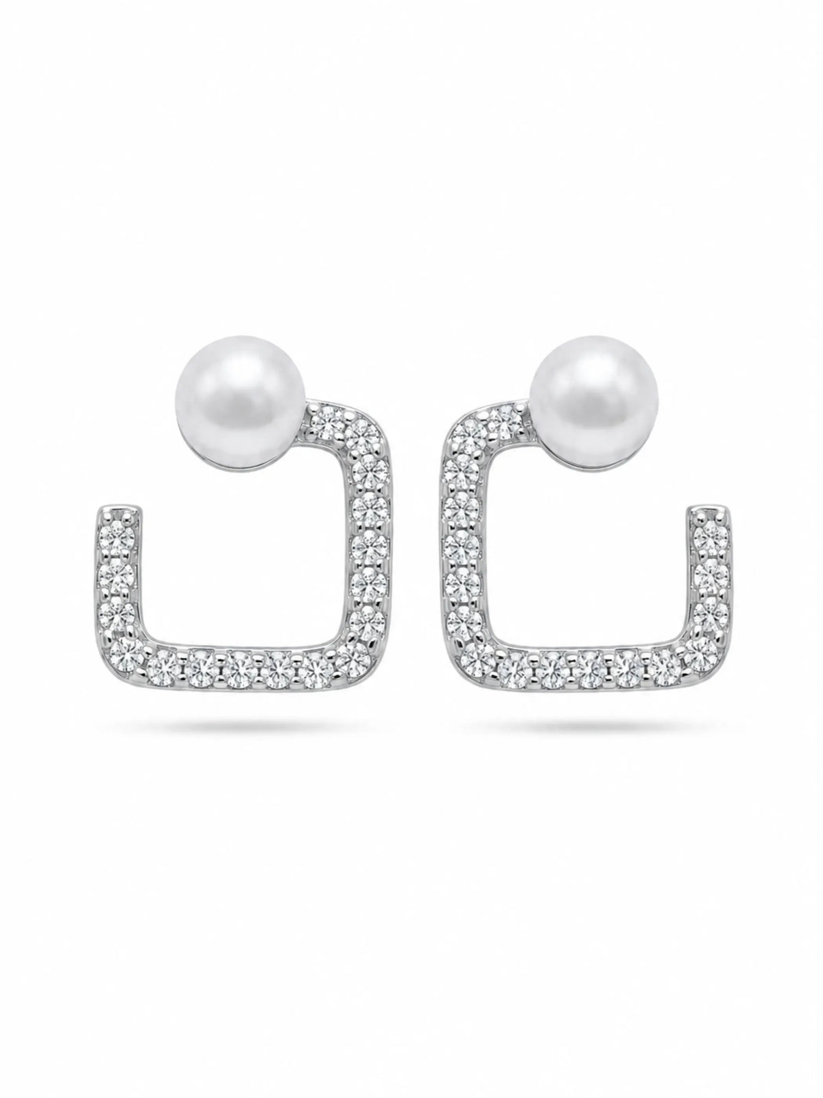Ivory Orb Square Frame Stud Earrings