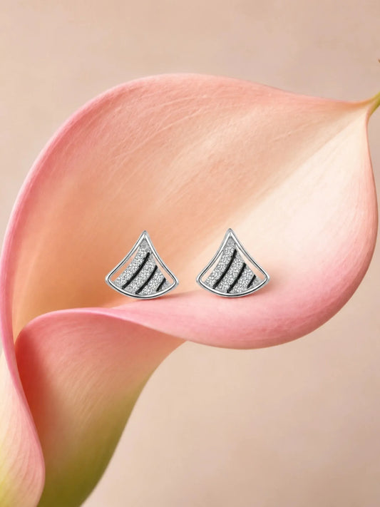 Geometric Fan Linework Stud Earrings