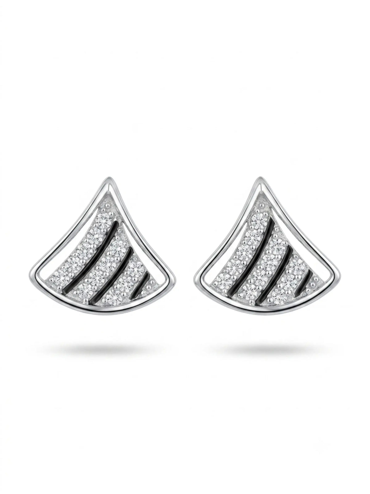 Geometric Fan Linework Stud Earrings