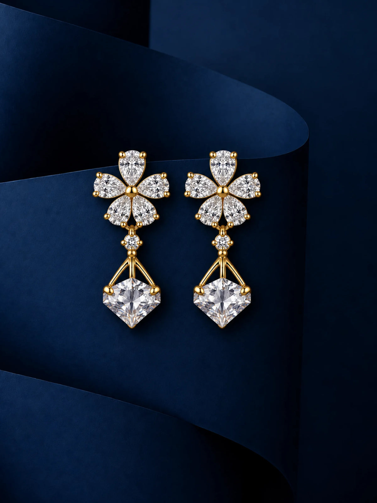Gold-Tone Floral Drop Earrings