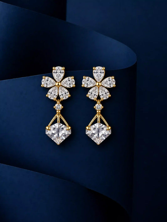 Gold-Tone Floral Drop Earrings