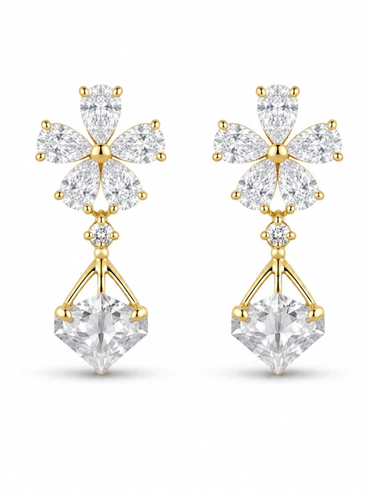 Gold-Tone Floral Drop Earrings