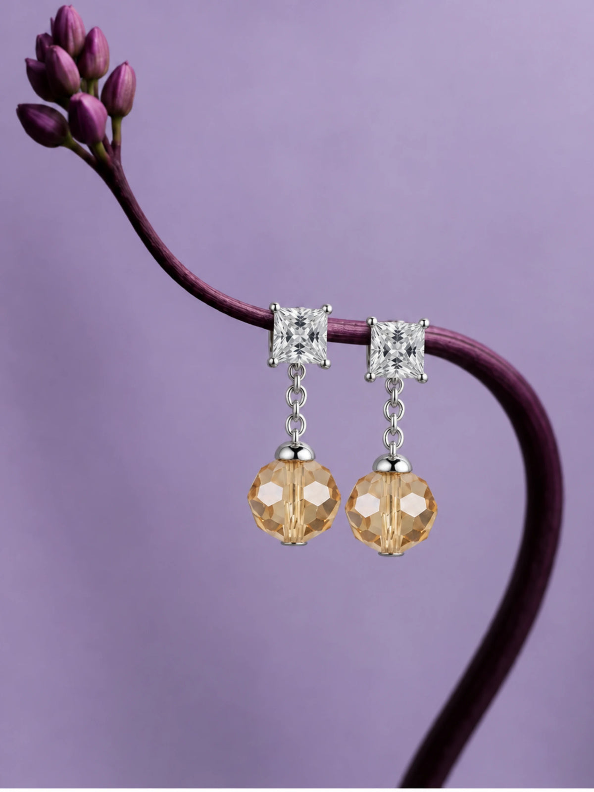 Champagne Bead Drop Earrings