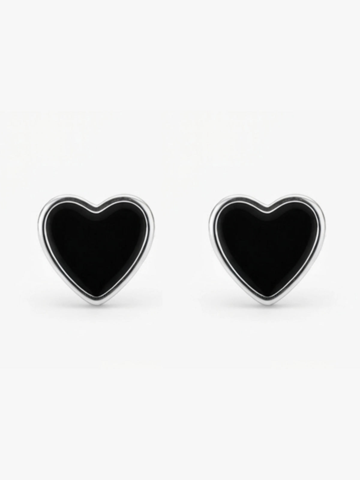 Black Heart Inlay Stud Earrings