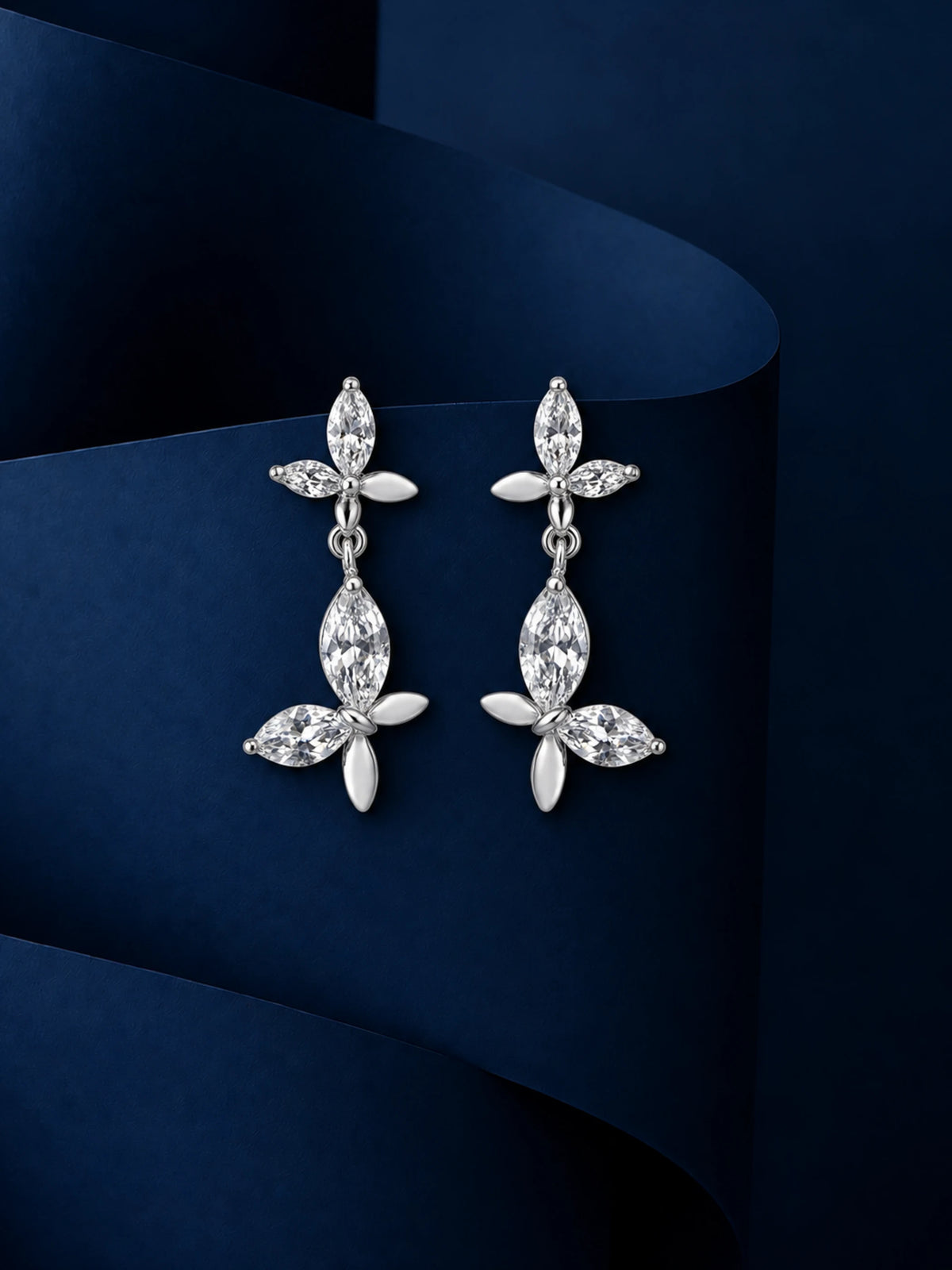 Linked Marquise Leaf Drop Earrings