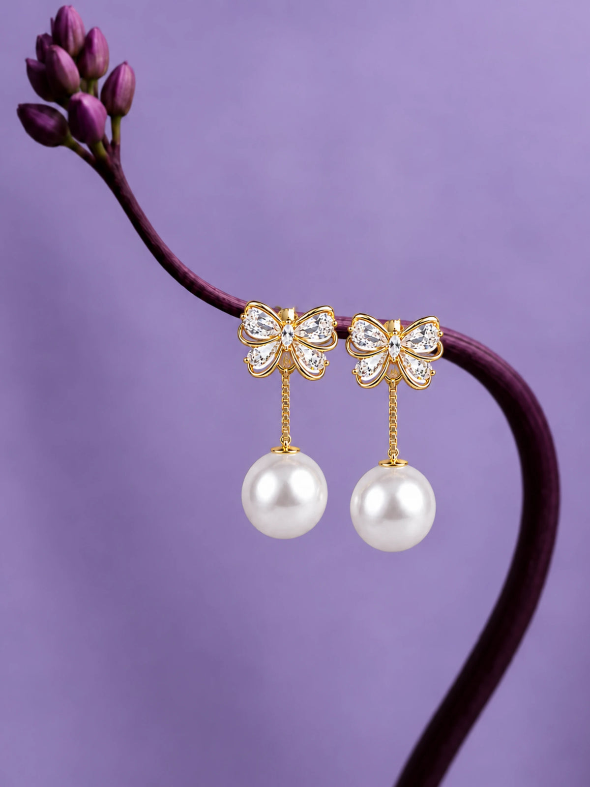 Butterfly Pearl Drop Earrings