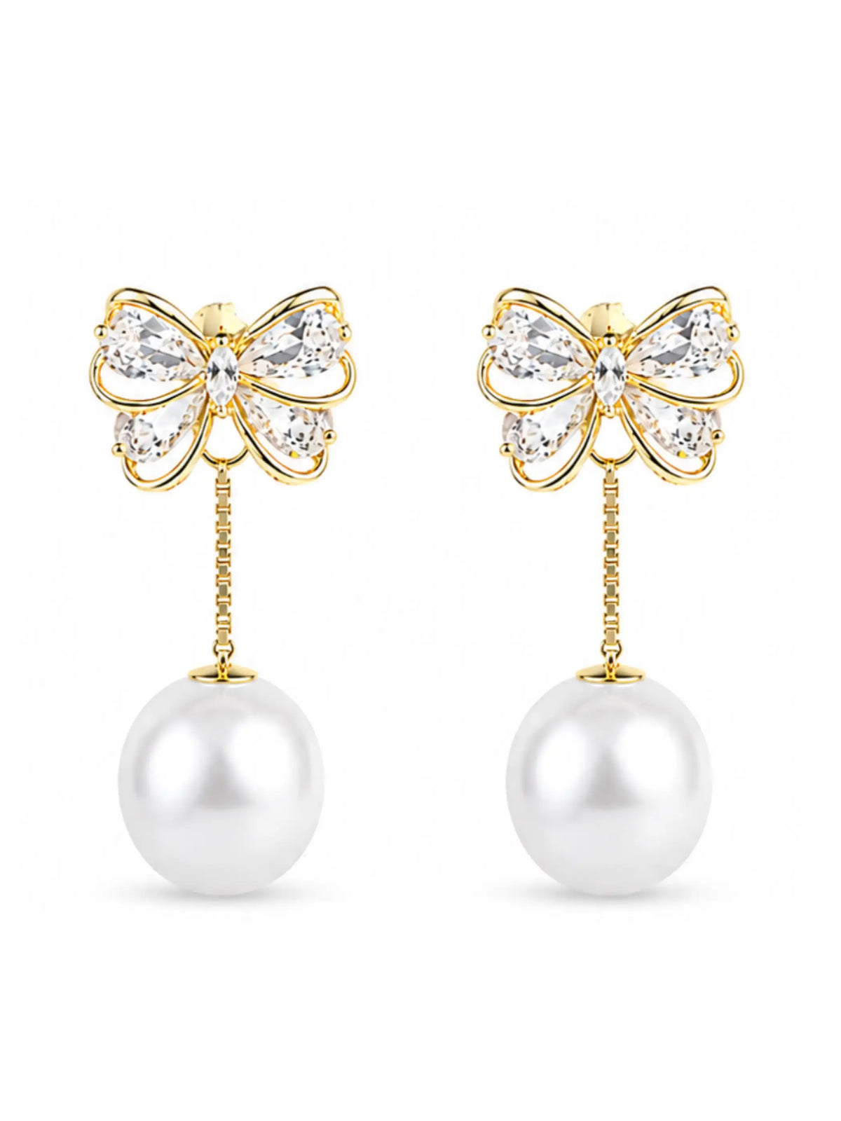 Butterfly Pearl Drop Earrings