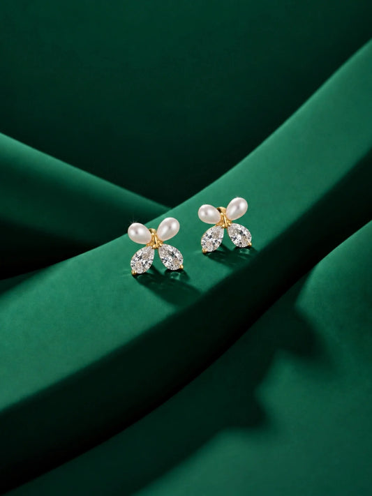 Gold Tone Butterfly Petal Stud Earrings