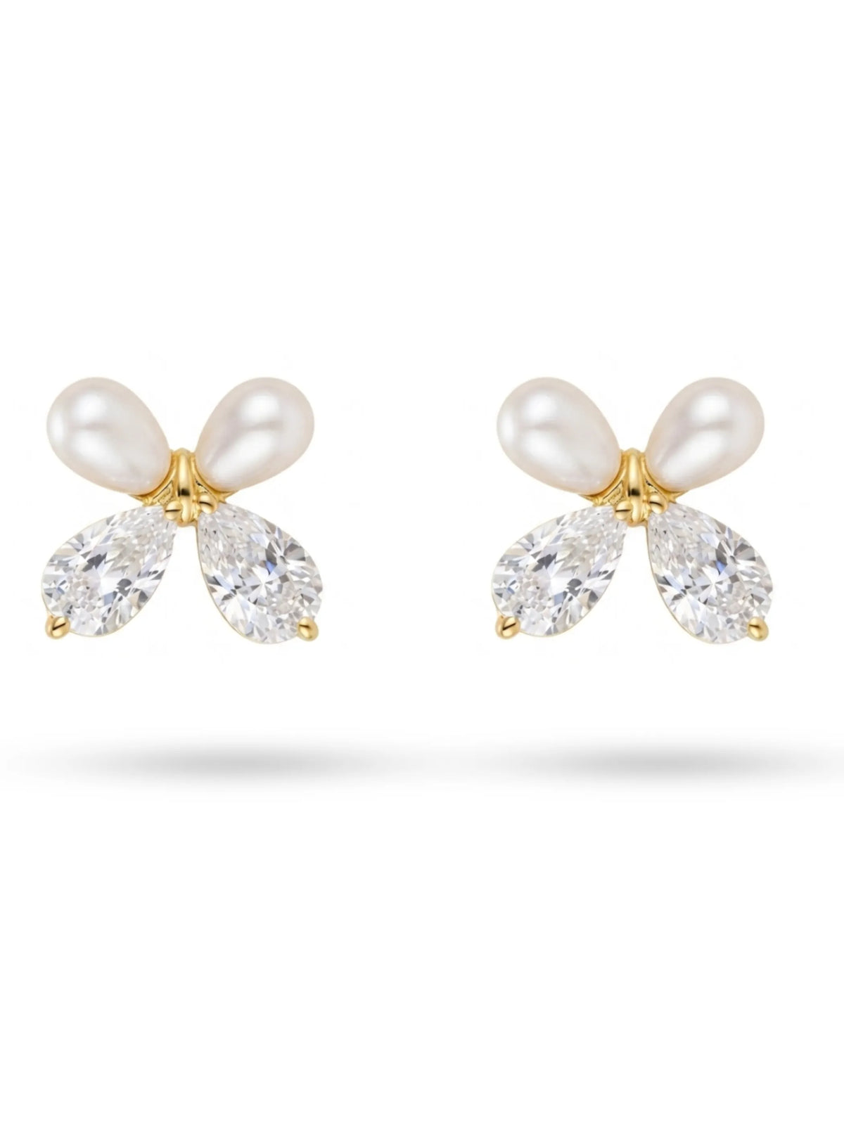 Gold Tone Butterfly Petal Stud Earrings