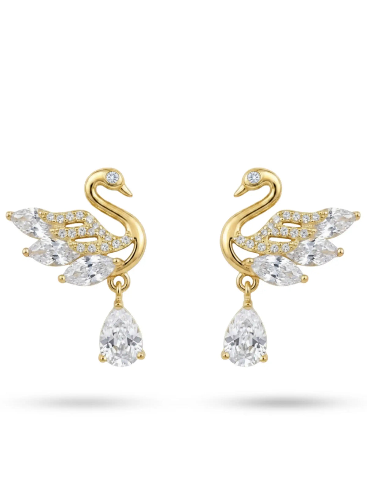Gold-Tone Swan Drop Earrings