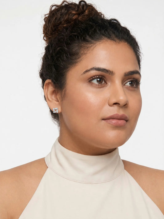 Baguette Frame Square Stud Earrings